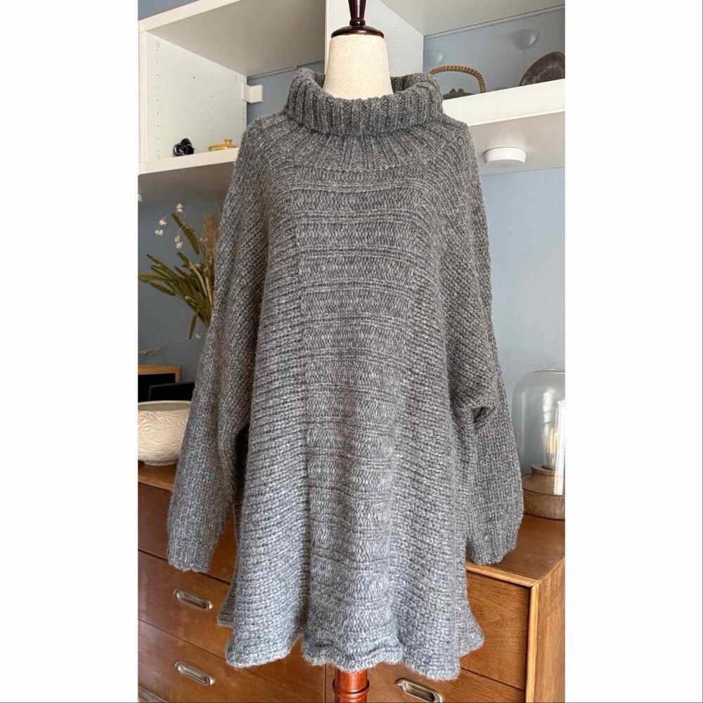 Kristensen Du Nord Chunky Knit Wool Sweater Turtleneck Lagenlook Grey Sz 2
